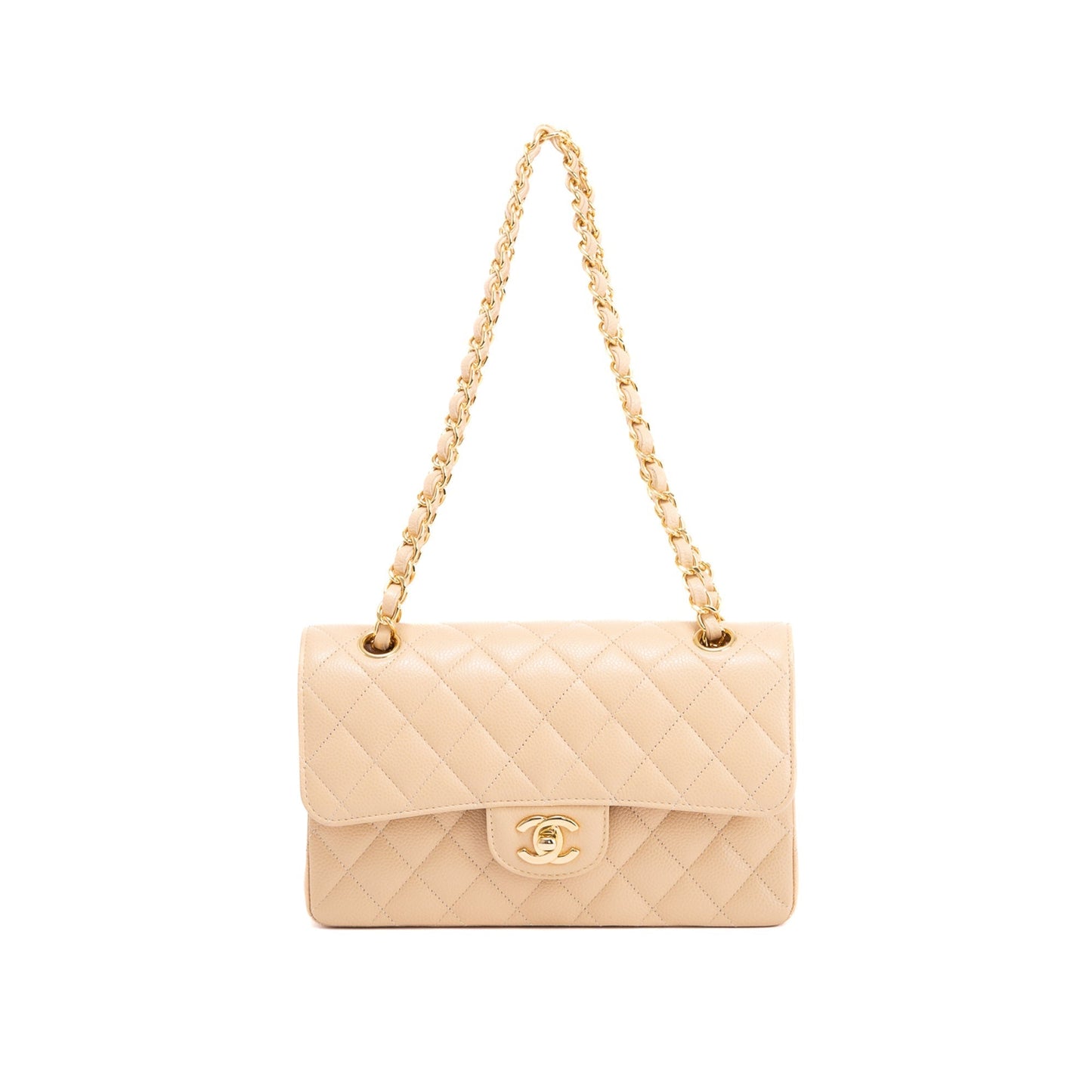 Chanel 2020 Beige Caviar Small Classic Double Flap Bag