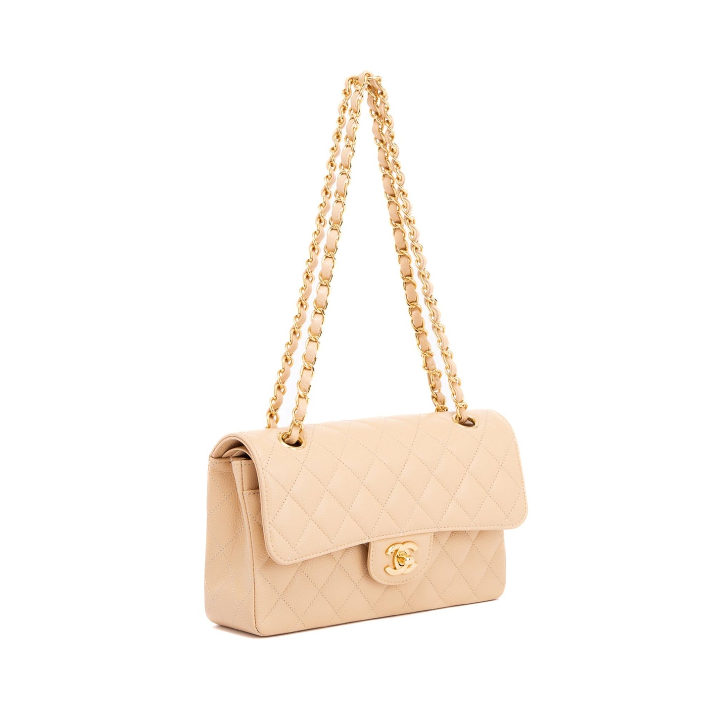 Chanel 2020 Beige Caviar Small Classic Double Flap Bag