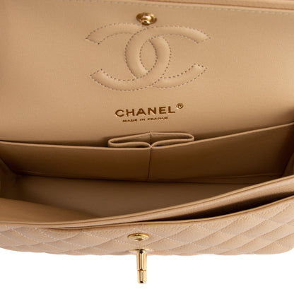 Chanel 2020 Beige Caviar Small Classic Double Flap Bag