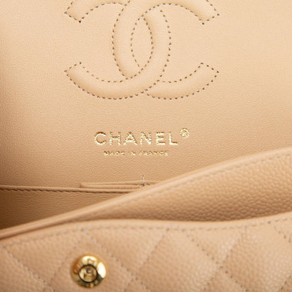 Chanel 2020 Beige Caviar Small Classic Double Flap Bag