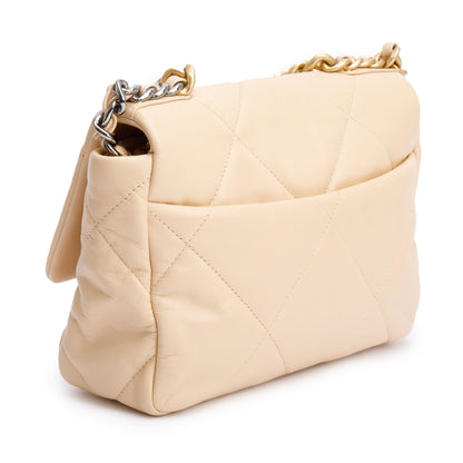 Chanel 2020 Beige Lambskin Leather Medium 19 Flap Bag