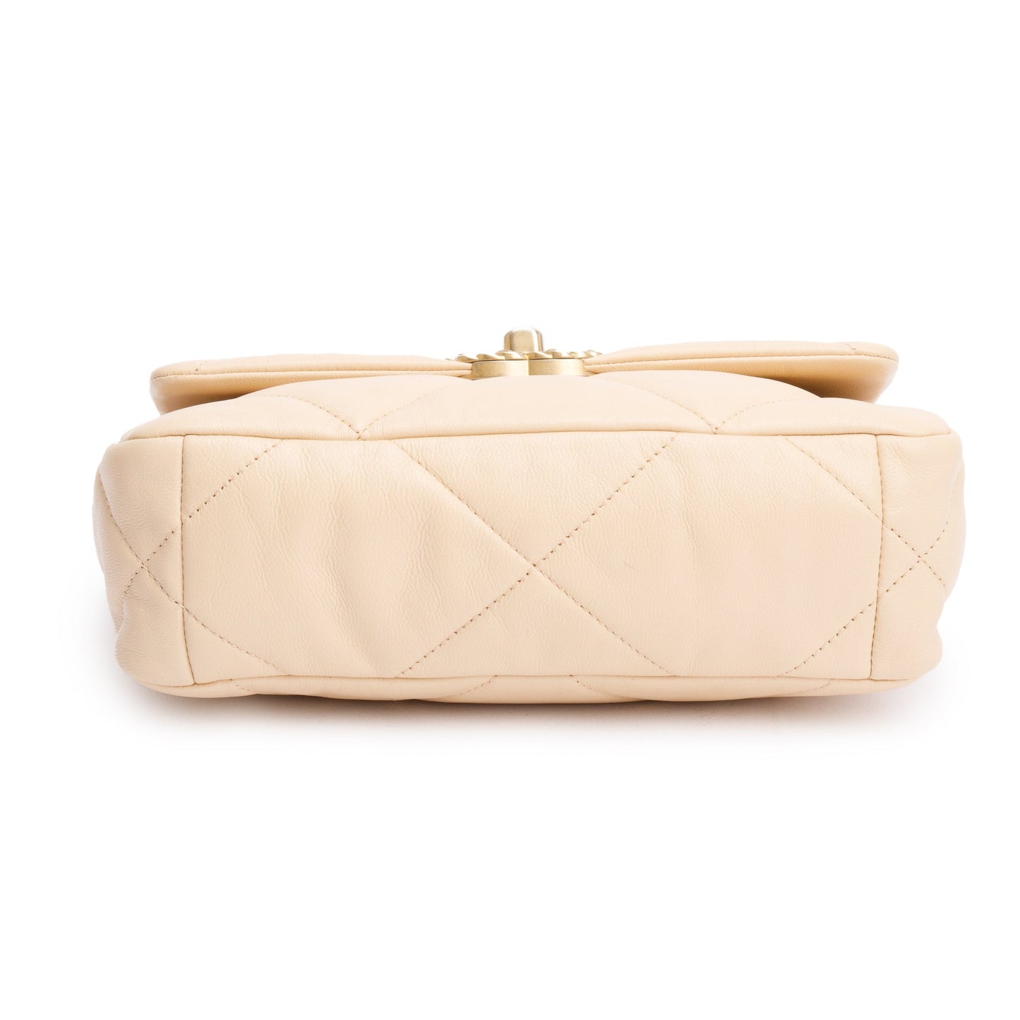 Chanel 2020 Beige Lambskin Leather Medium 19 Flap Bag
