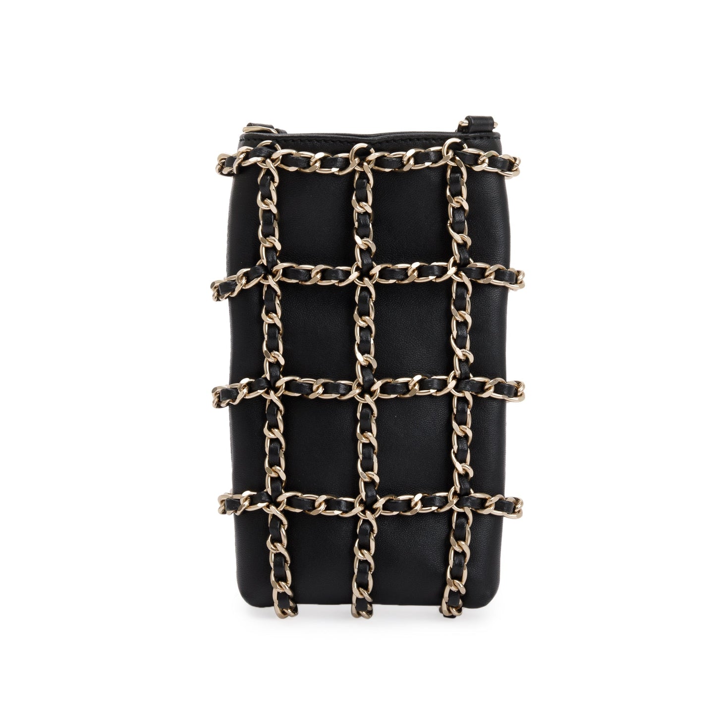 Chanel 2020 Black Calfskin Leather Tech Me Out Clutch With Chain