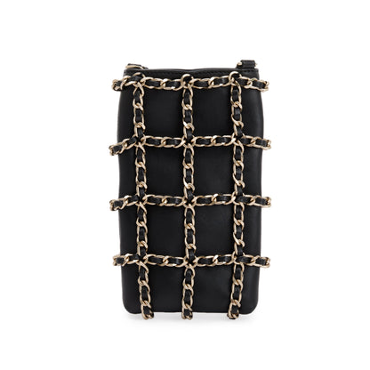 Chanel 2020 Black Calfskin Leather Tech Me Out Clutch With Chain