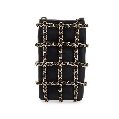 Chanel 2020 Black Calfskin Leather Tech Me Out Clutch With Chain