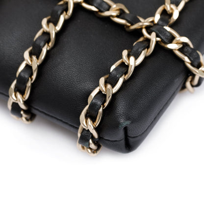 Chanel 2020 Black Calfskin Leather Tech Me Out Clutch With Chain