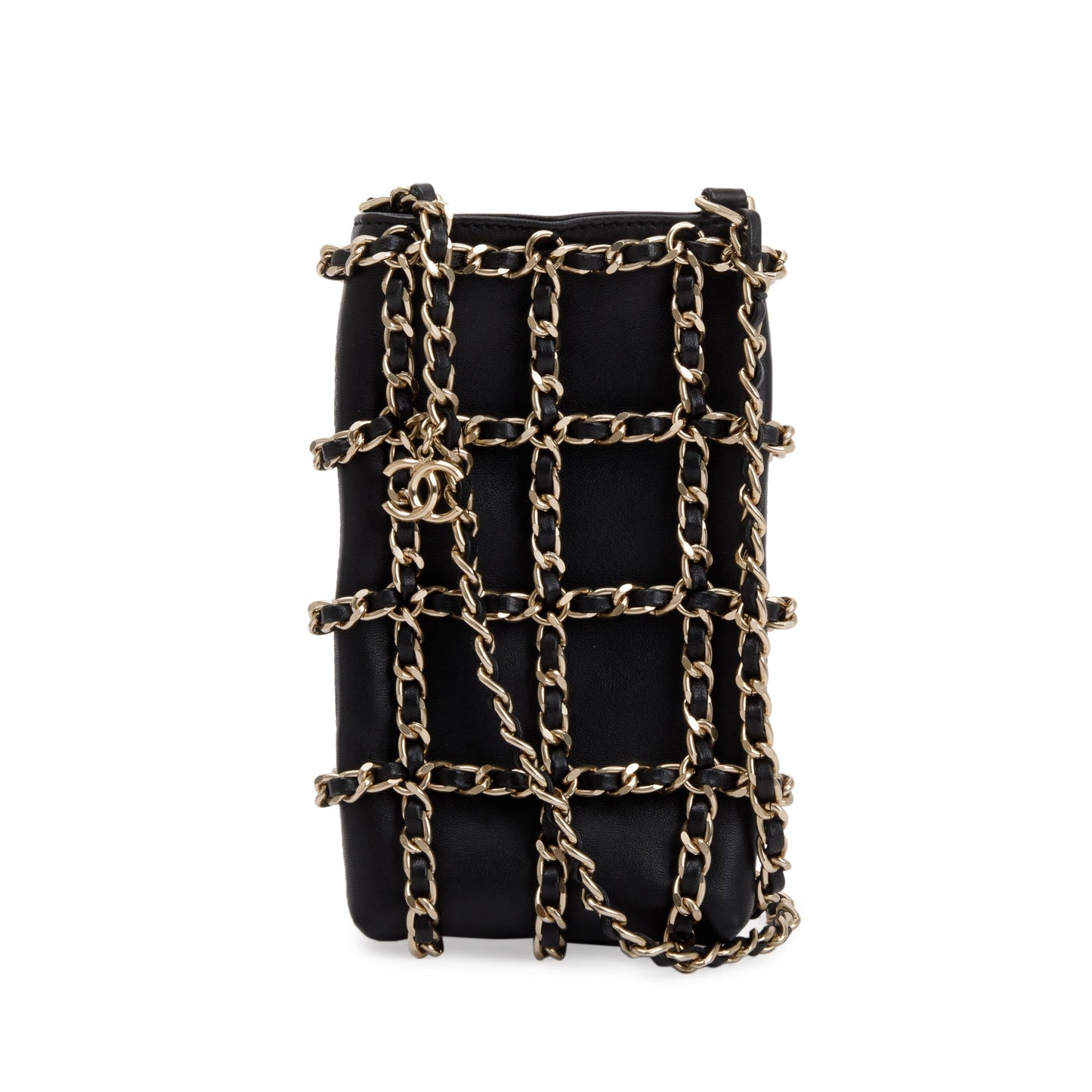Chanel 2020 Black Calfskin Leather Tech Me Out Clutch With Chain