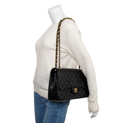Chanel 2020 Black Caviar Classic Jumbo Double Flap Bag