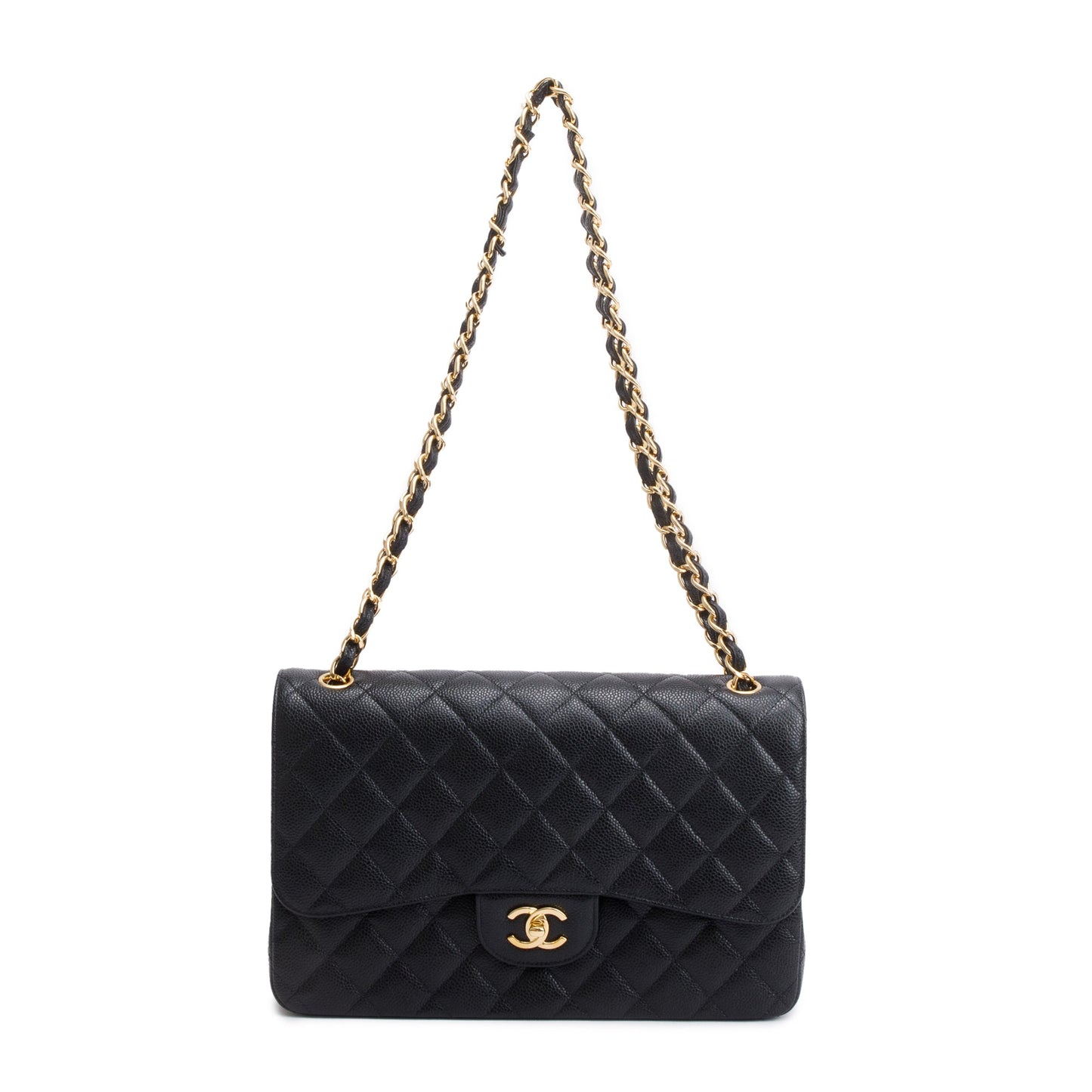 Chanel 2020 Black Caviar Classic Jumbo Double Flap Bag