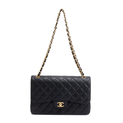 Chanel 2020 Black Caviar Classic Jumbo Double Flap Bag