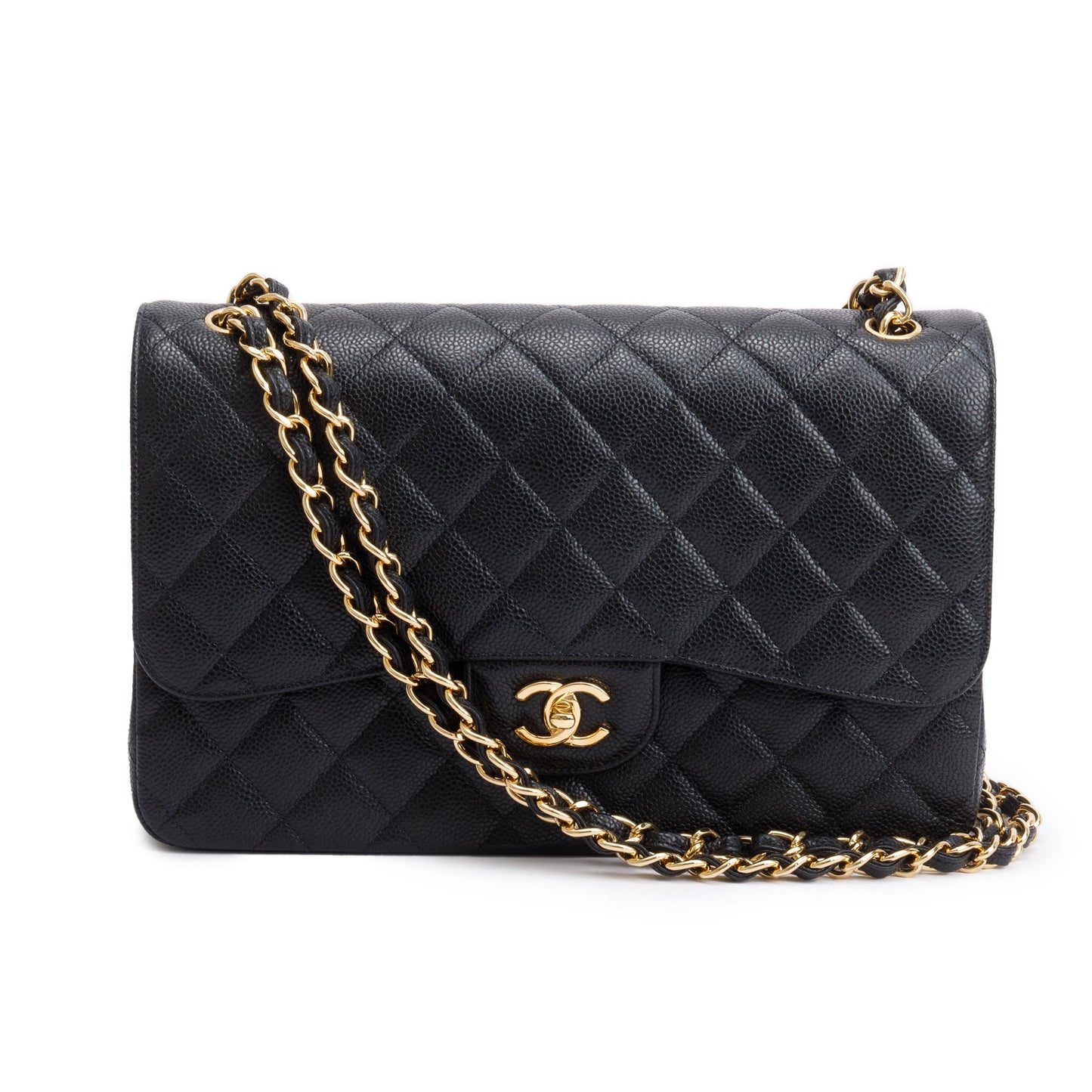 Chanel 2020 Black Caviar Classic Jumbo Double Flap Bag