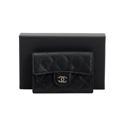 Chanel 2020 Black Caviar Leather Classic Flap Card Holder