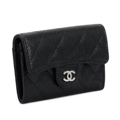 Chanel 2020 Black Caviar Leather Classic Flap Card Holder
