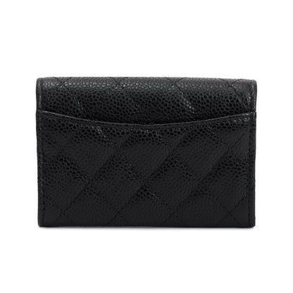 Chanel 2020 Black Caviar Leather Classic Flap Card Holder