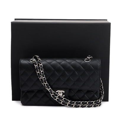 Chanel 2020 Black Caviar Leather Classic Medium Double Flap Bag