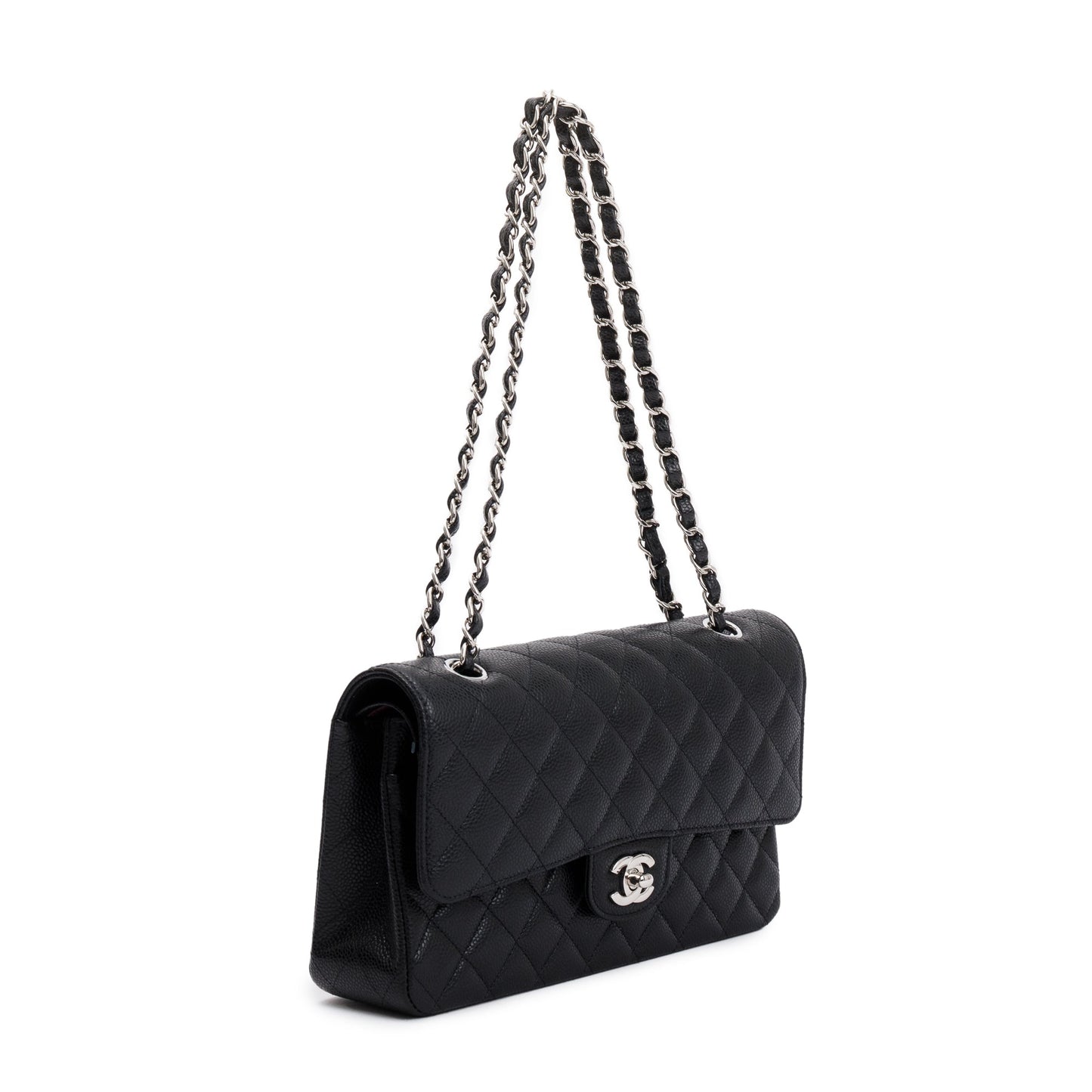 Chanel 2020 Black Caviar Leather Classic Medium Double Flap Bag