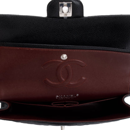 Chanel 2020 Black Caviar Leather Classic Medium Double Flap Bag