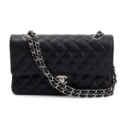 Chanel 2020 Black Caviar Leather Classic Medium Double Flap Bag