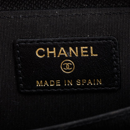 Chanel 2020 Black Caviar Leather Zip Around Boy Coin Purse