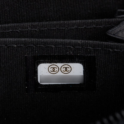 Chanel 2020 Black Caviar Leather Zip Around Boy Coin Purse