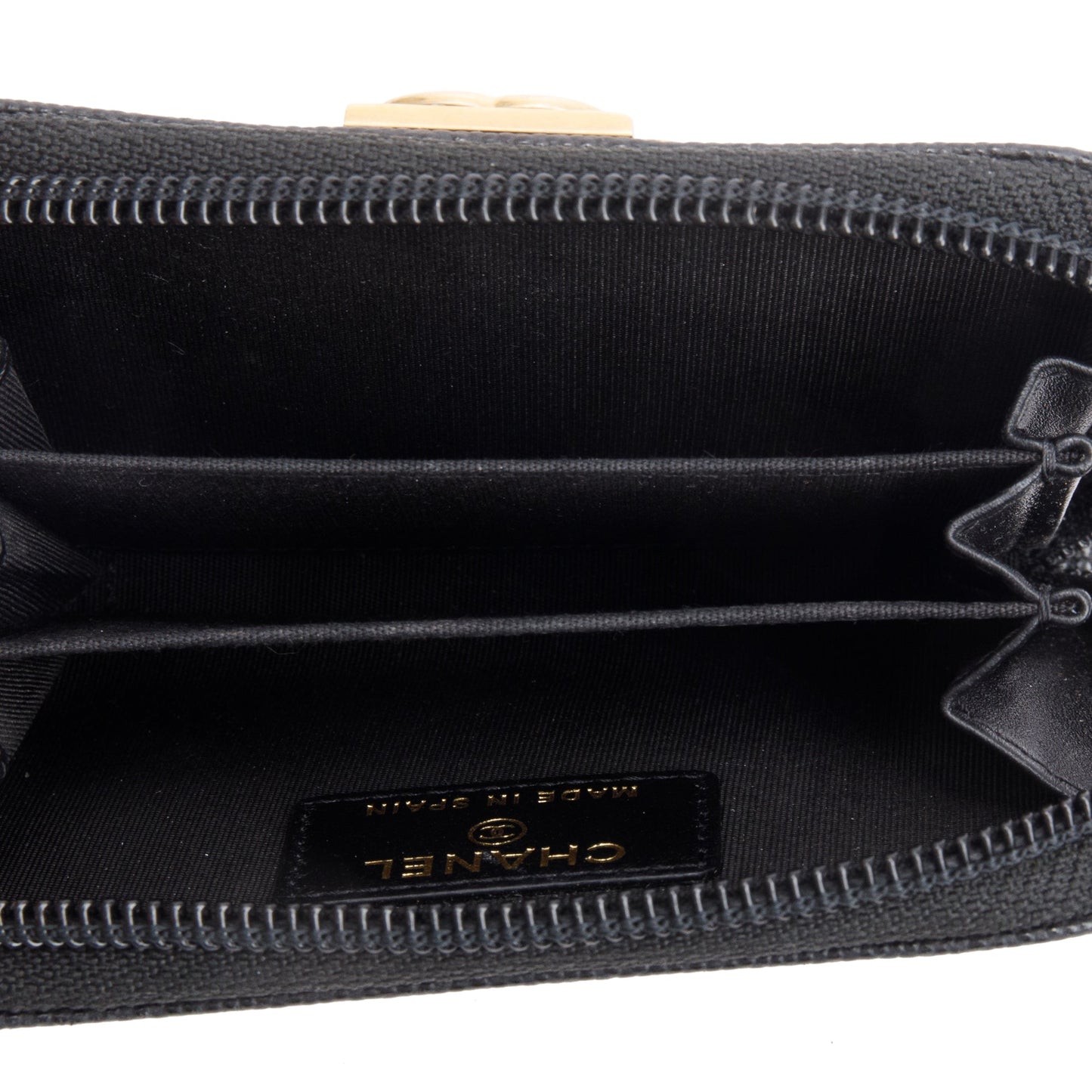 Chanel 2020 Black Caviar Leather Zip Around Boy Coin Purse