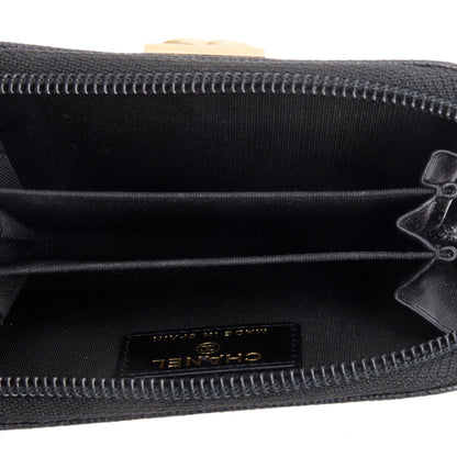 Chanel 2020 Black Caviar Leather Zip Around Boy Coin Purse