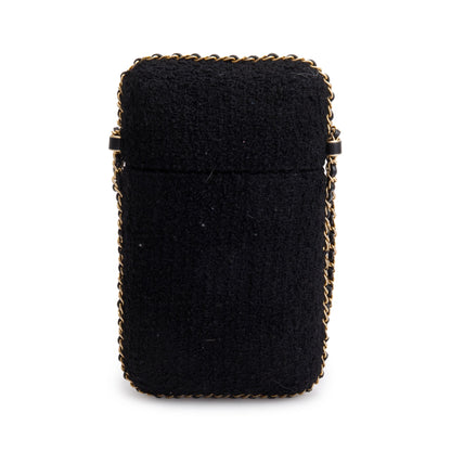 Chanel 2020 Black Jersey Faux Pearl & Crystal Embellished Clutch With Chain