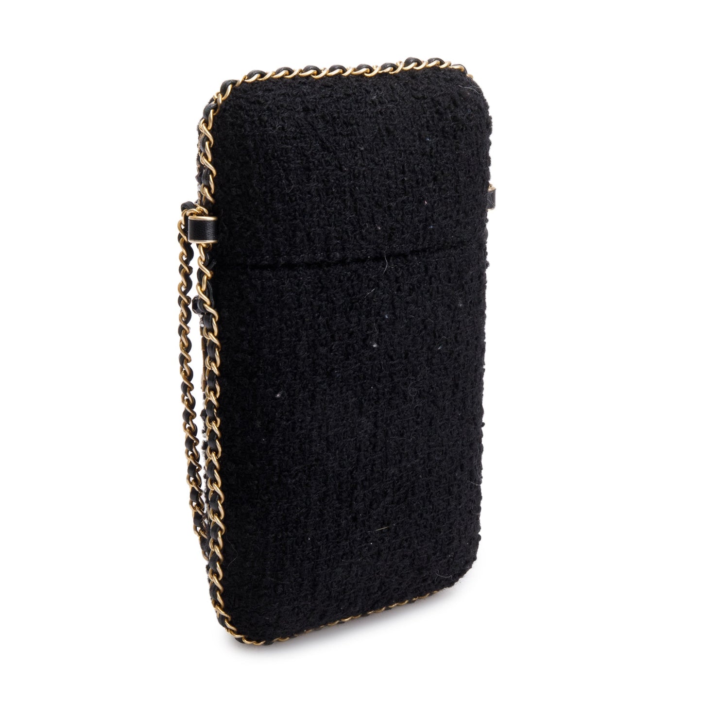 Chanel 2020 Black Jersey Faux Pearl & Crystal Embellished Clutch With Chain
