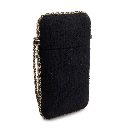 Chanel 2020 Black Jersey Faux Pearl & Crystal Embellished Clutch With Chain