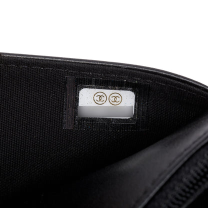 Chanel 2020 Black Lambskin Leather Boy Wallet on Chain