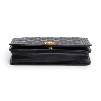 Chanel 2020 Black Lambskin Leather Boy Wallet on Chain