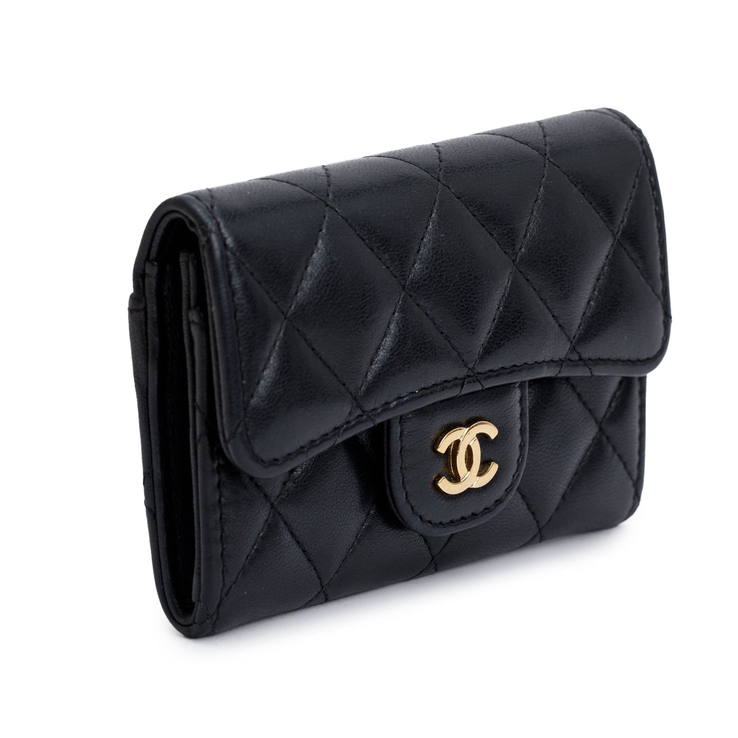 Chanel 2020 Black Lambskin Leather Classic Flap Card Holder