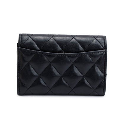 Chanel 2020 Black Lambskin Leather Classic Flap Card Holder