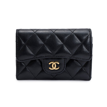 Chanel 2020 Black Lambskin Leather Classic Flap Card Holder