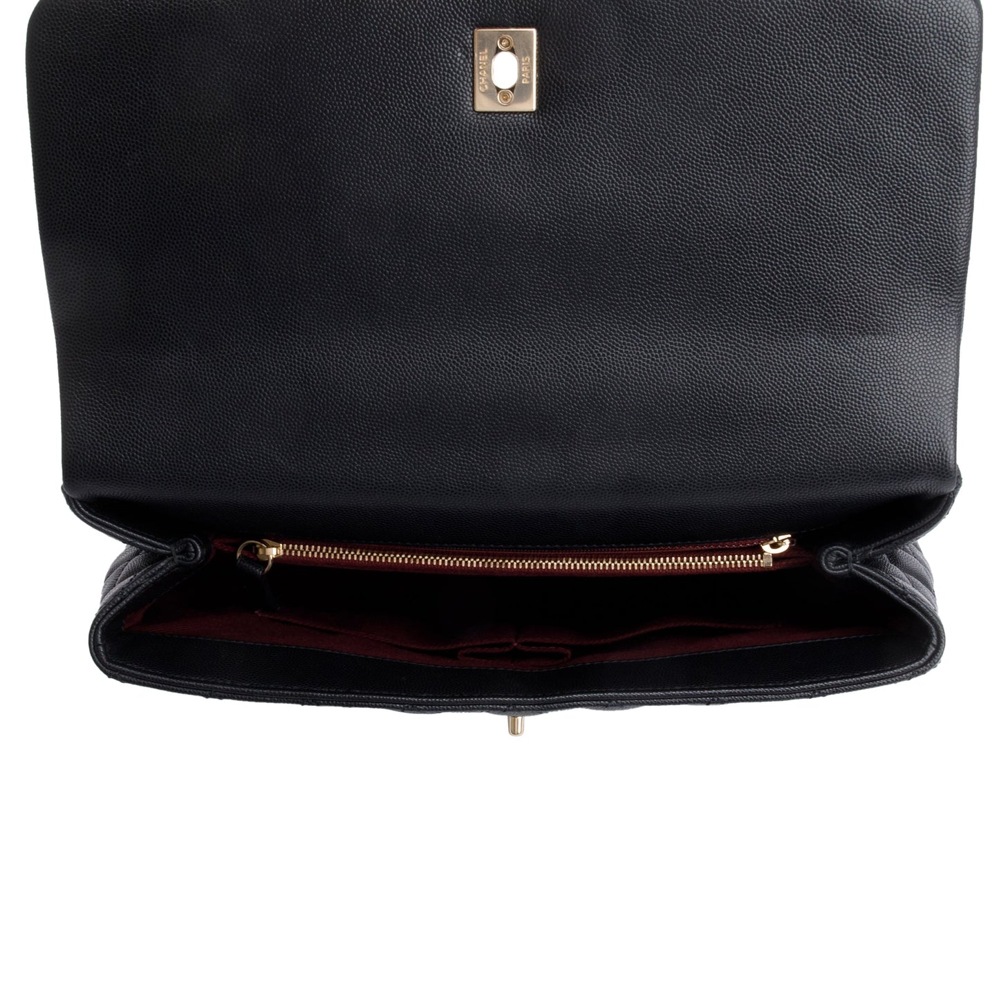 Chanel 2020 Black Quilted Caviar Leather Maxi Top Handle Flap Bag