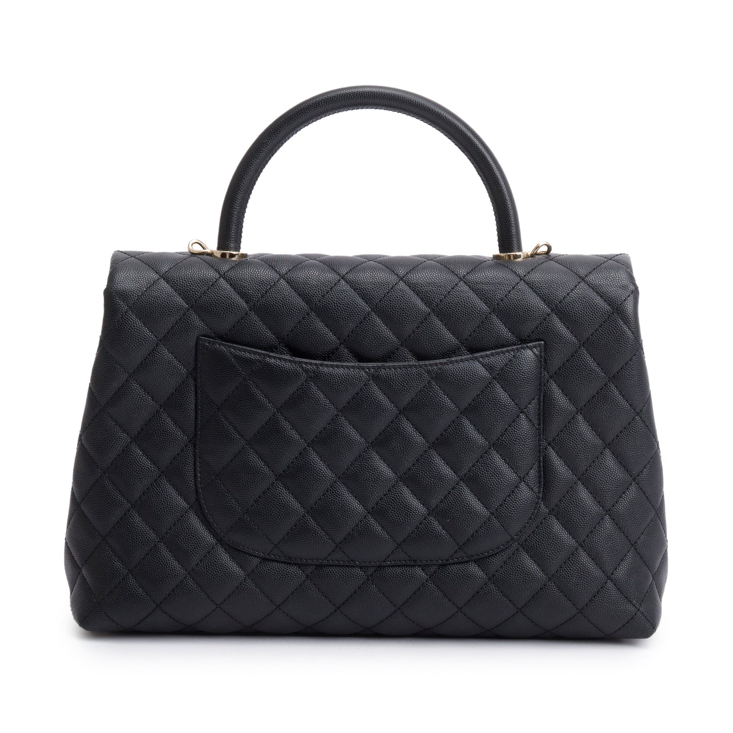 Chanel 2020 Black Quilted Caviar Leather Maxi Top Handle Flap Bag