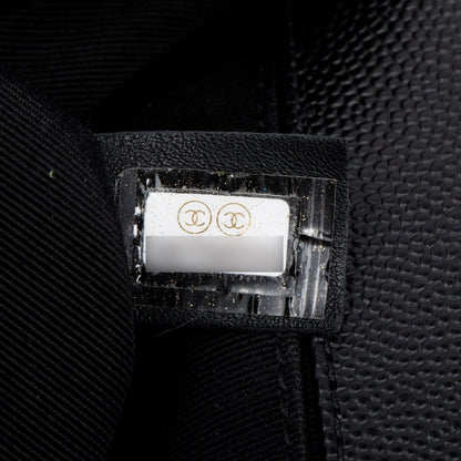 Chanel 2020 Black Quilted Caviar Leather Medium Boy Bag