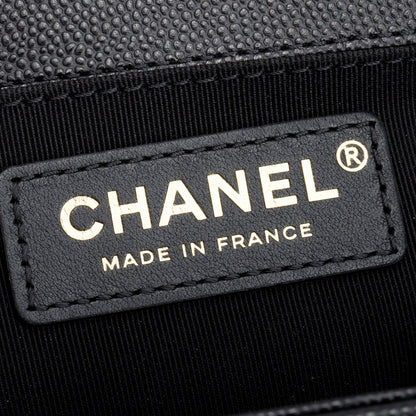 Chanel 2020 Black Quilted Caviar Leather Medium Boy Bag