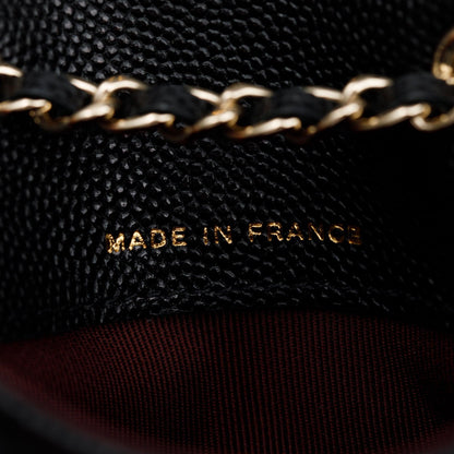 Chanel 2020 Black Quilted Caviar Leather Mini Chain Belt Bag