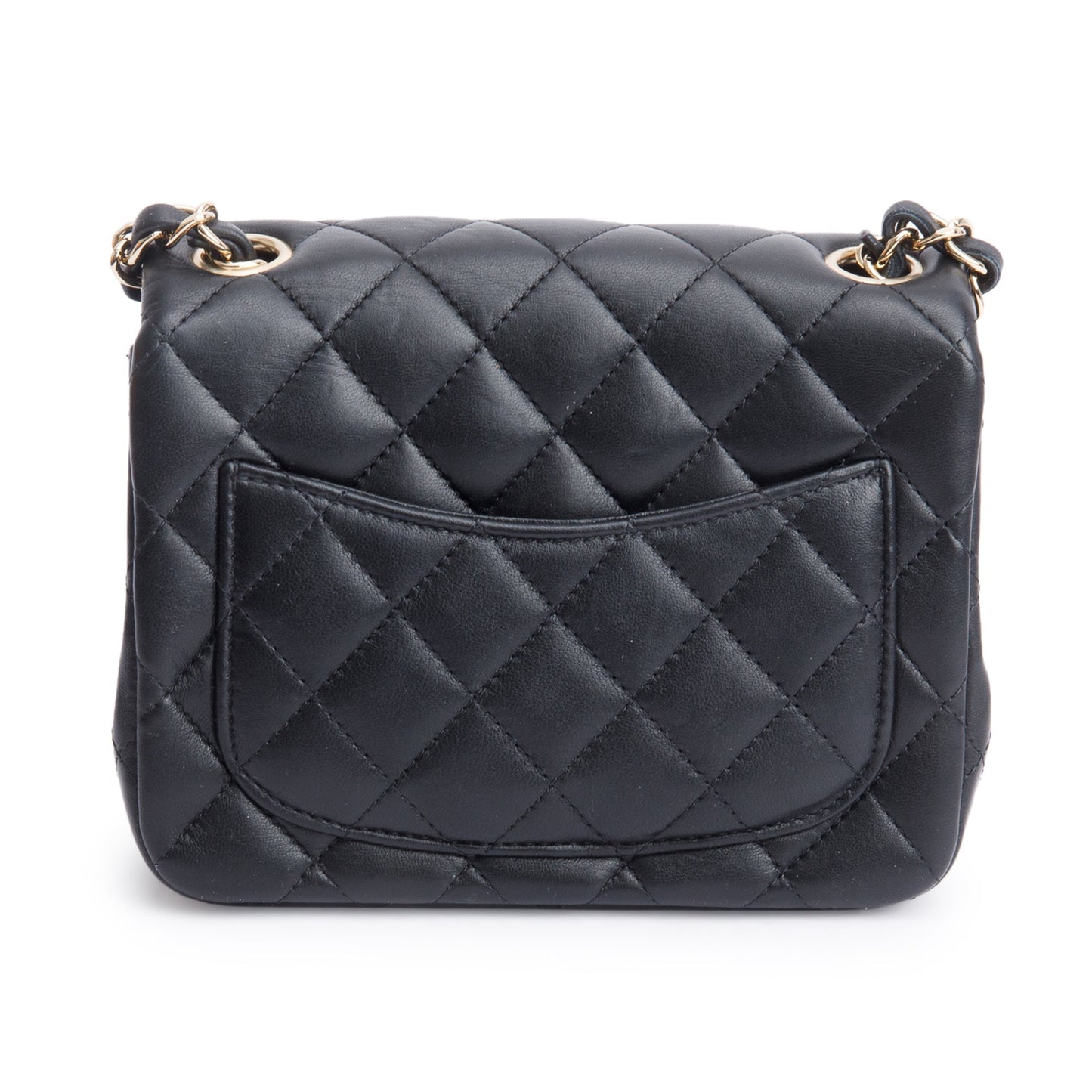 Chanel 2020 Black Quilted Lambskin Leather Classic Square Mini Flap Bag