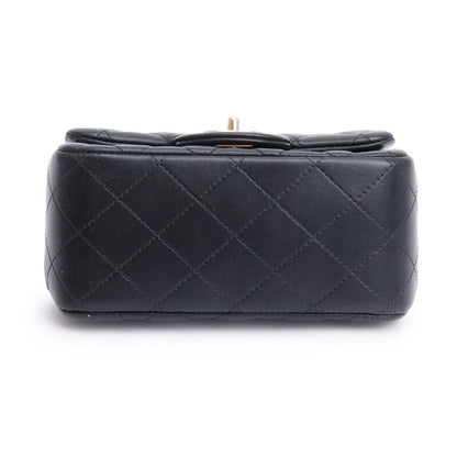 Chanel 2020 Black Quilted Lambskin Leather Classic Square Mini Flap Bag