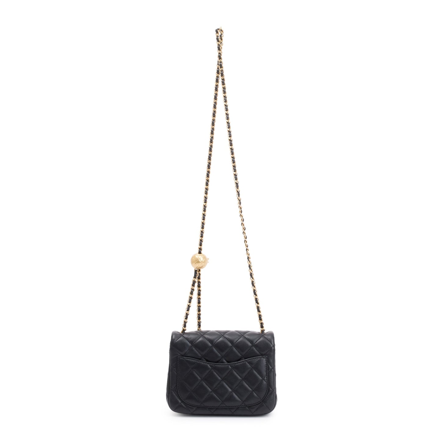 Chanel 2020 Black Quilted Lambskin Pearl Crush Square Mini Flap Bag