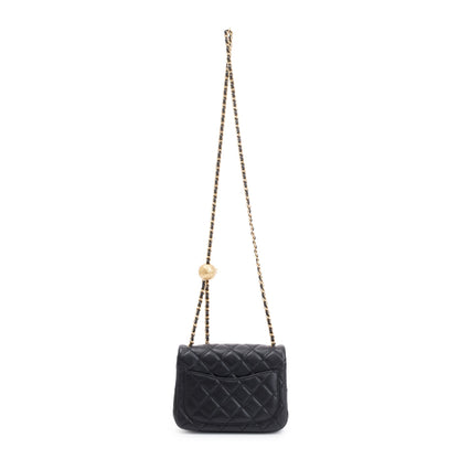 Chanel 2020 Black Quilted Lambskin Pearl Crush Square Mini Flap Bag