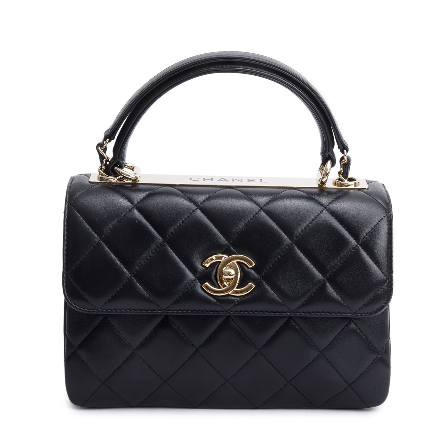 Chanel 2020 Black Quilted Lambskin Trendy CC Small Top Handle Flap Bag