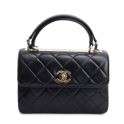 Chanel 2020 Black Quilted Lambskin Trendy CC Small Top Handle Flap Bag