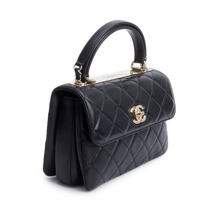 Chanel 2020 Black Quilted Lambskin Trendy CC Small Top Handle Flap Bag