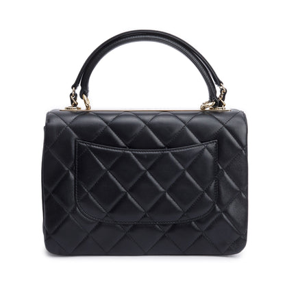 Chanel 2020 Black Quilted Lambskin Trendy CC Small Top Handle Flap Bag
