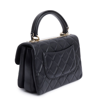 Chanel 2020 Black Quilted Lambskin Trendy CC Small Top Handle Flap Bag