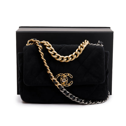Chanel 2020 Black Velvet Medium 19 Flap Bag