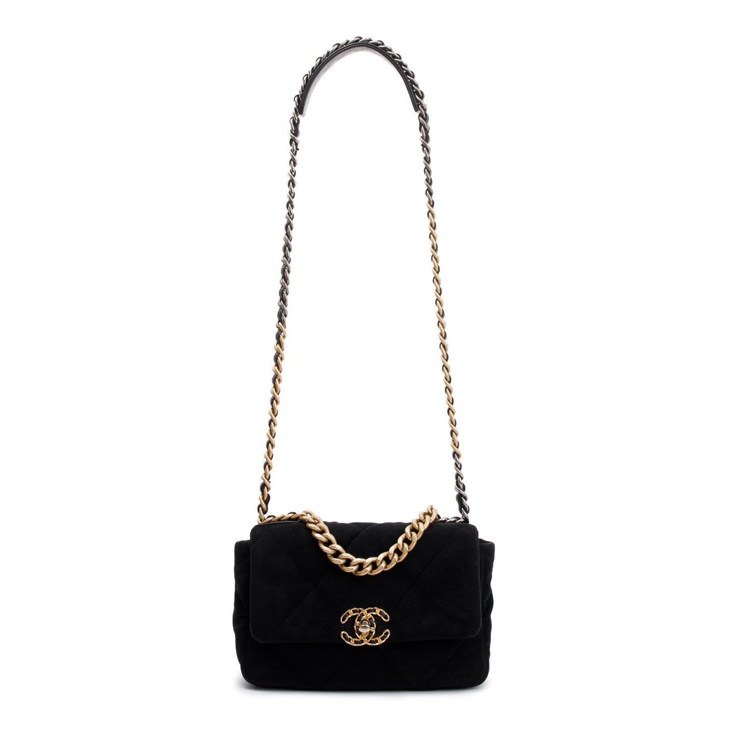 Chanel 2020 Black Velvet Medium 19 Flap Bag